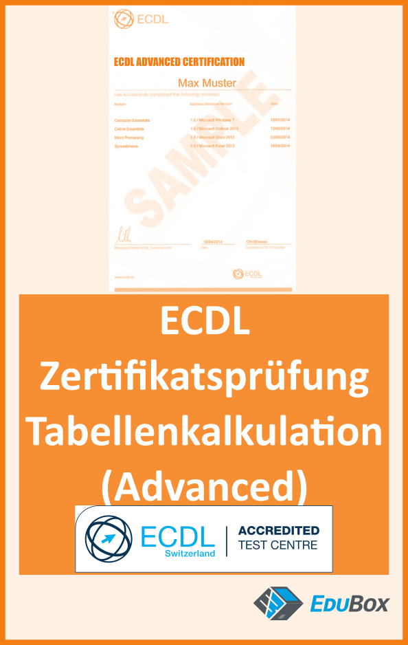 Ecdl Advanced Zertifikatsprufung Tabellenkalkulation Edubox Gmbh